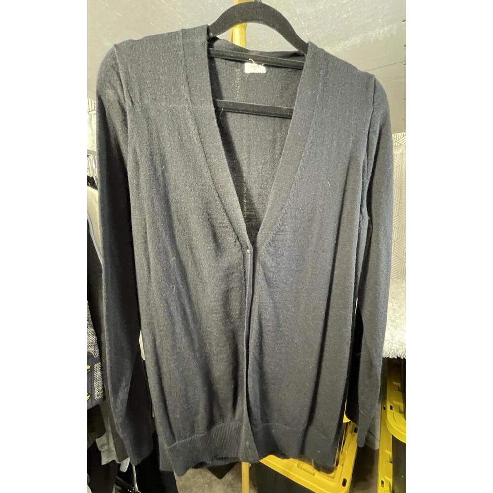 J. Crew Black Long Sleeve Button Down Knit V-Neck Cardigan Light Sweater Sz Med